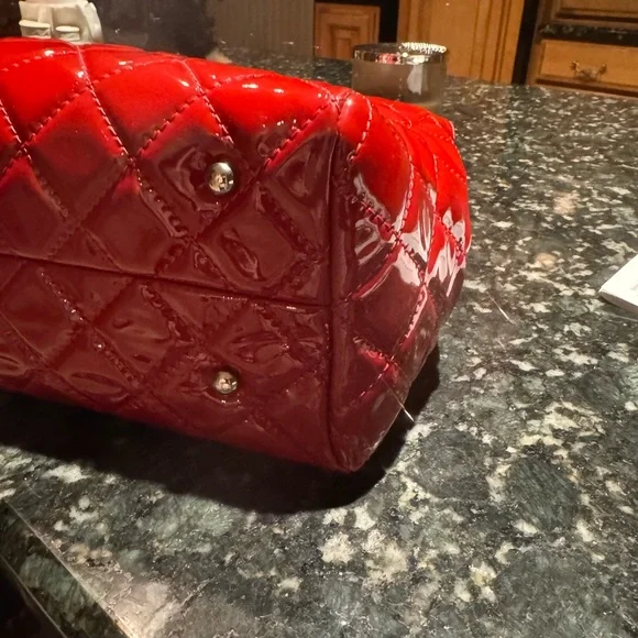 CHANEL Red Patent Quilted Tote - Picture 11 of 14